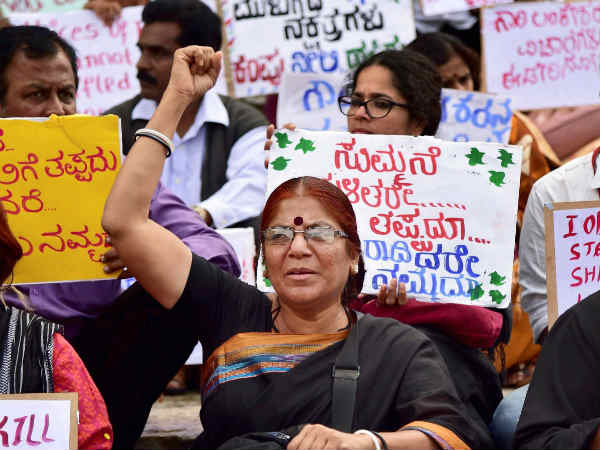 Protest in Bengaluru against killing of senior journalist GauriLankesh 