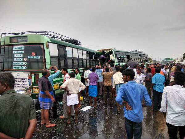 35 injured 2 government buses collide 