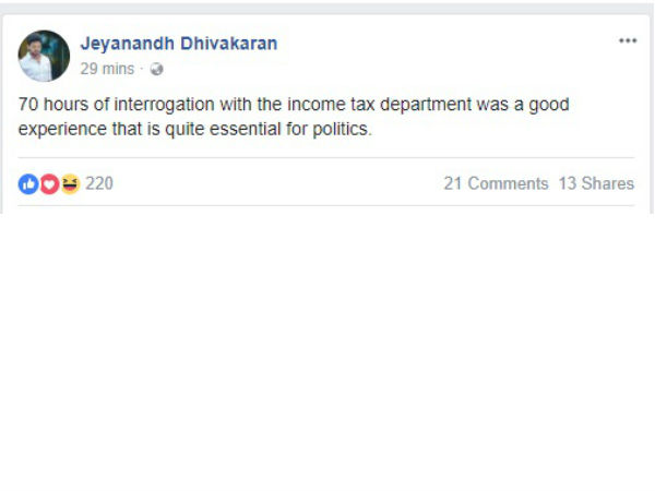 Interrogation with IT good experience, says Jeyanandh Dhivakaran 