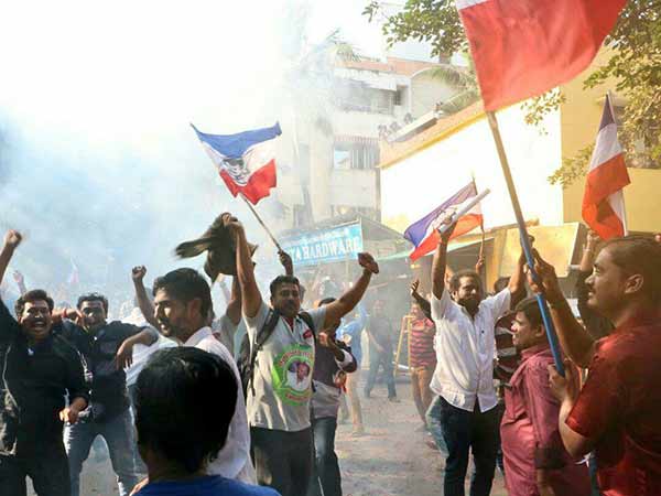 Rajinikanth fans celebrating his political arrival 