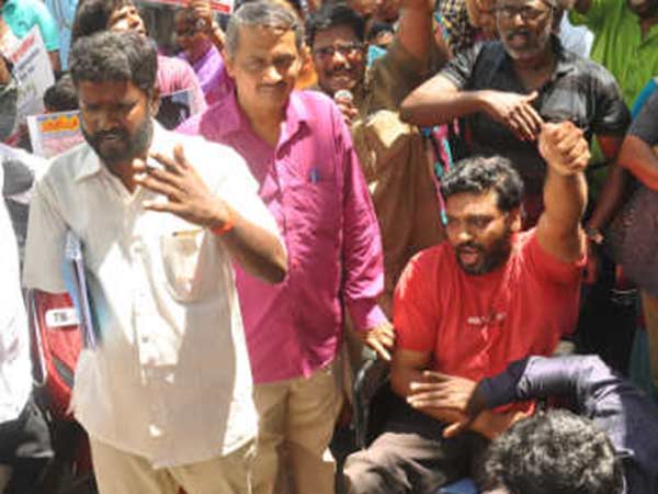 Disabled person road stroke near CM House in chennai Disabled person road stroke near CM House in chennai