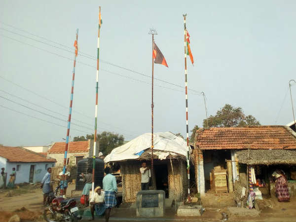 BJPs flag hoisted in ADMKs flag in Palani 