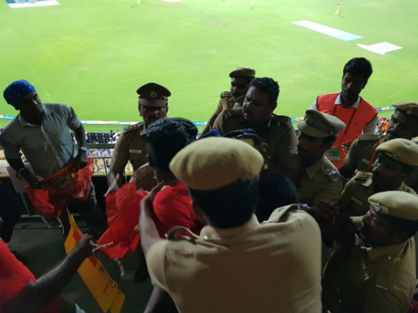 Slippers thrown in Cheppak Stadium 