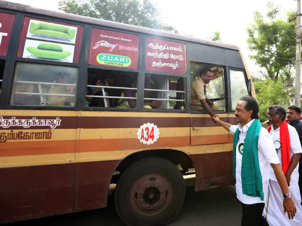 M.K.Stalin begins his cauvery rights ravel from Thanjavurs Annappanpettai for the 3rd day 