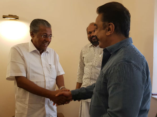 Kamalhassan meets Kerala CM Pinrayi Vijayan at his home today