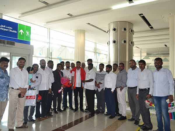 A garnd welcome for DMK MP Kanimozhi in Dubai 