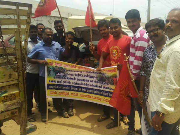 Naam Tamilar Party supporters going to Kerala, under Seeman, to help Naam Tamilar Party supporters going to Kerala, under Seeman, to help