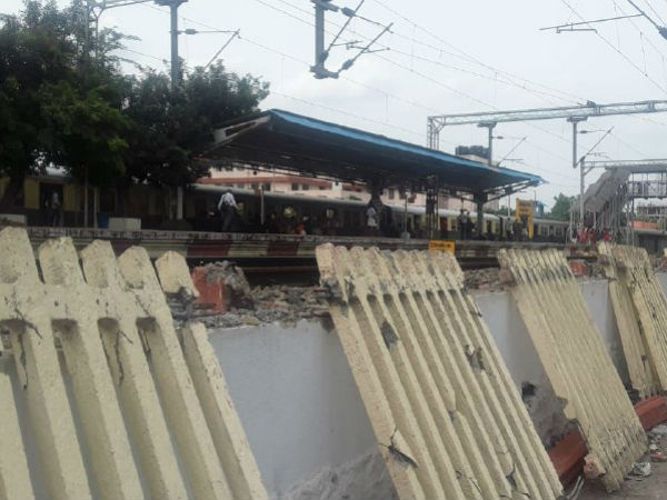 Wall in the Chennai St Thomas Mount Railway station demolished 