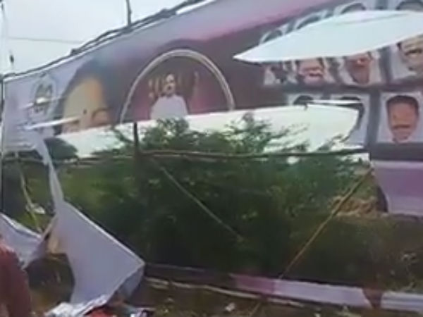AIADMK banners cut away near Pasumpon 