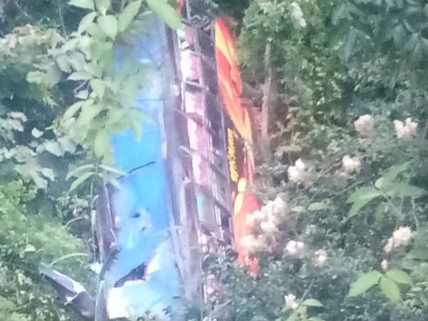 Bus fell down kills two persons 