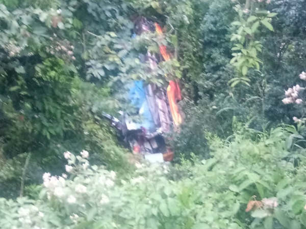 Bus fell down kills two persons 