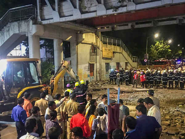 Mumbai: A foot over bridge near Chhatrapati Shivaji Maharaj Terminus (CSMT) railway station has collapsed. 