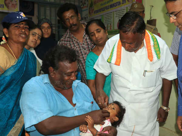 polio drops camp held in puducherry