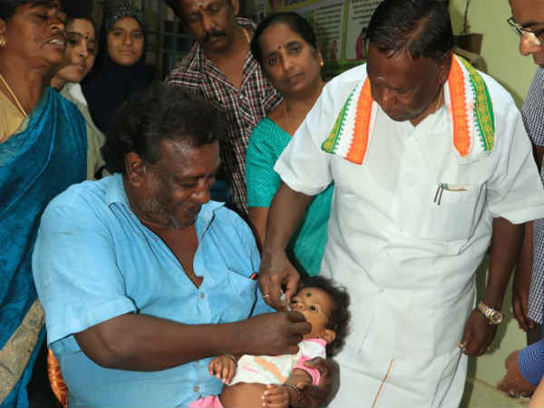 polio drops camp held in puducherry