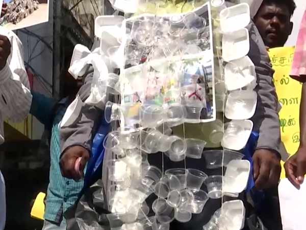 Puducherry man goes rally against Plastic usage