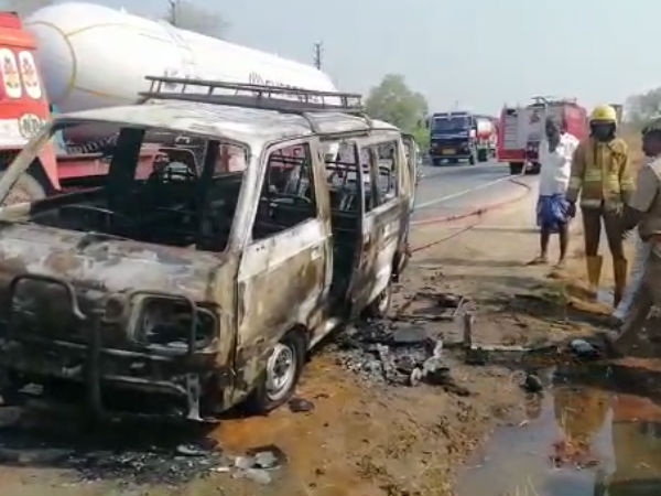 Car caught fire in Salem 