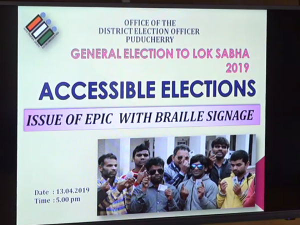Braille voter id issued by puducherry election commission