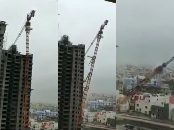 Shocking Video of Giant Crane Near AIIMS Bhubaneswar collapses on a residential colony Shocking Video of Giant Crane Near AIIMS Bhubaneswar collapses on a residential colony
