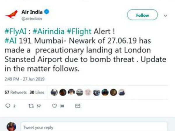 Bomb Threat: Air India flight makes emergency landing in London 