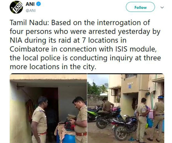 ISIS Moduel: TN Police conducts inquiry in Coimbatore 