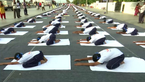 International Yoga Day Celebration at Pondicherry Beach Road