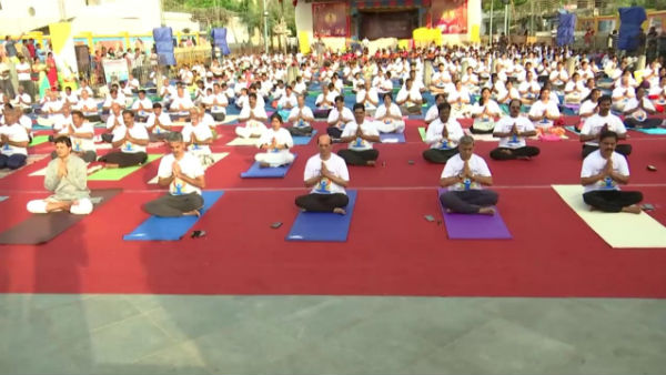 International Yoga Day Celebration at Pondicherry Beach Road