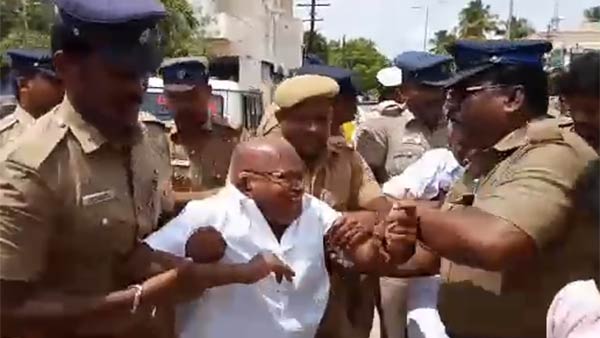 Erode Farmers protest against high voltage transmission line project 