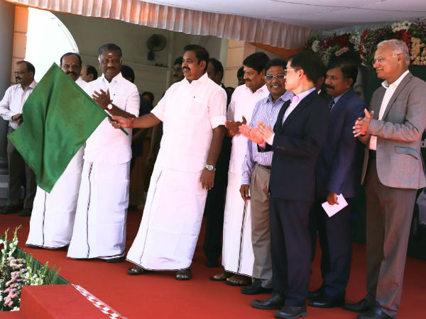 Chief Minister Palanisamy inaugurated Indias first Kona electric car Chief Minister Palanisamy inaugurated Indias first Kona electric car