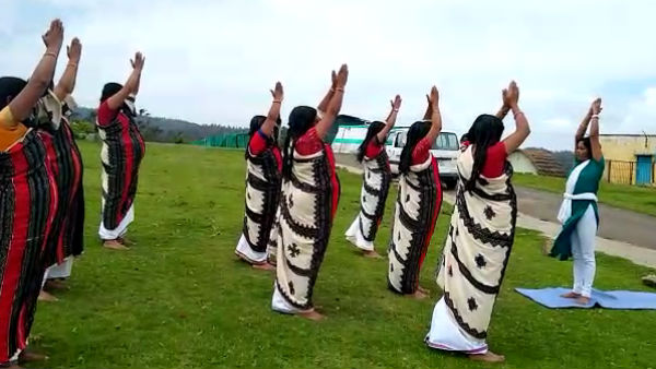 Sumathi Teacher giving Free Yoga Training to Tribals