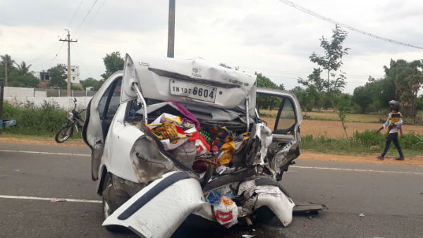  5 killed, 5 more cars crash accident in pudukottai- trichy highway 