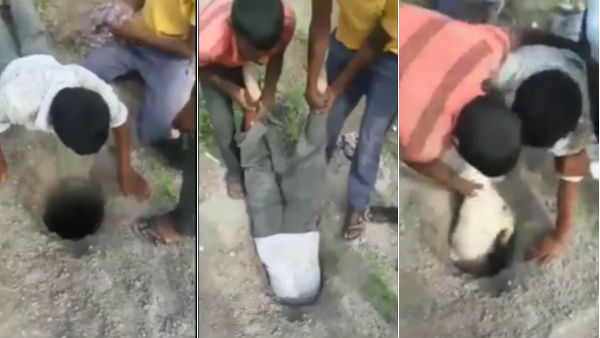 youth rescued a lamb from the bore well youth rescued a lamb from the bore well