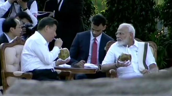 PM Modi gives tender coconur to Chinese president Xi Jinping in Mamallapuram 
