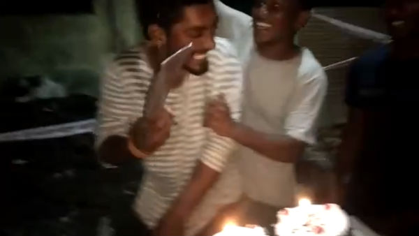 Youth was arrested in robbery case who cuts cake using Strap knife 