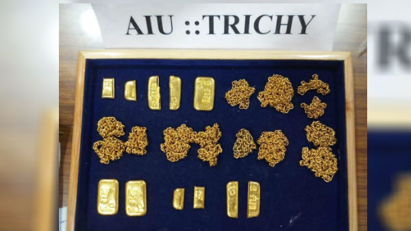 officials confiscated 1.5 kg gold in trichy airport 