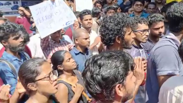 Puducherry Central University students are protesting against the Delhi violence 