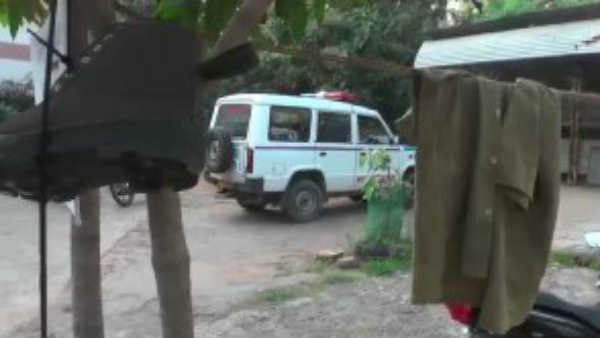 The police hanged their uniforms at the police station entrance in Puducherry 