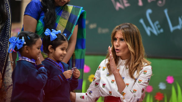 Melania Trump Excited after Delhi govt school students welcome Melania Trump Excited after Delhi govt school students welcome