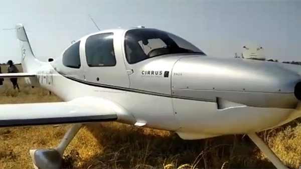A small airplane landed in the field near Tirupati A small airplane landed in the field near Tirupati