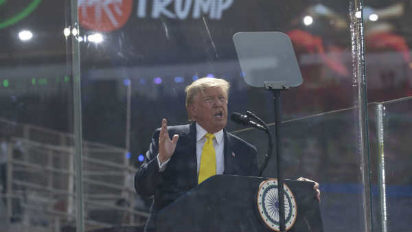 trump india visit: so many people exited while trump modi speech in ahmedabad trump india visit: so many people exited while trump modi speech in ahmedabad