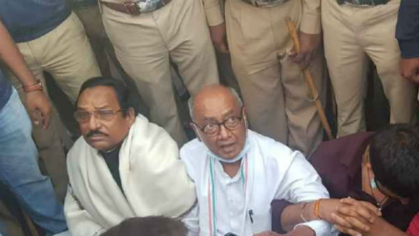 Madhya Pradesh crisis: Digvijaya Singh does sit on dharna near Ramada hotel in Bengaluru, taken into custody Madhya Pradesh crisis: Digvijaya Singh does sit on dharna near Ramada hotel in Bengaluru, taken into custody