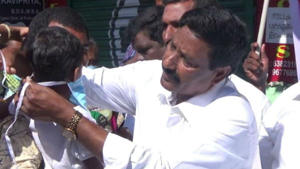 Admk party members face mask distribution to the public 