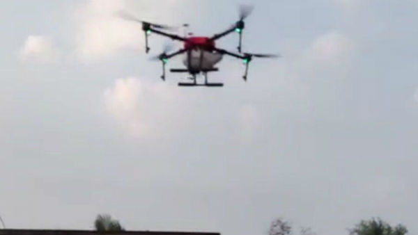 Pesticide Spraying in Agricultural Lands by Drone in Puducherry 