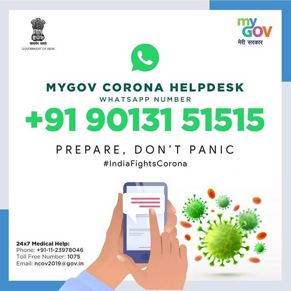 Coronavirus: Government launches MyGov Corona Helpdesk on WhatsApp 