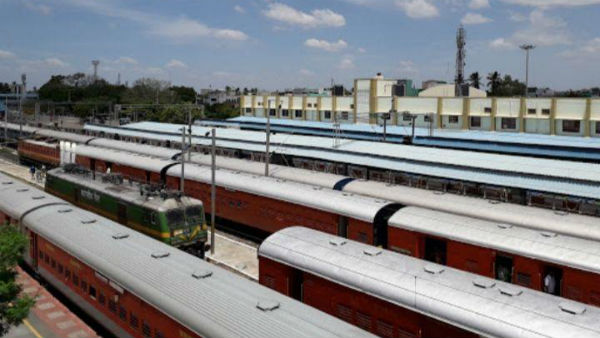 The train coaches converted as temporary wards in Villupuram 
