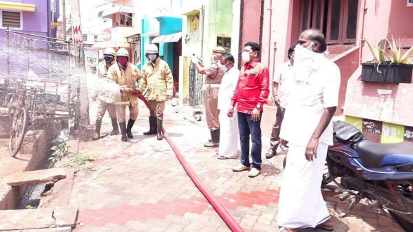 Disinfectants spray throughout Thiruparankundram by DMK MLA 