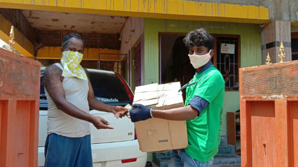 Corona Lockdown: Karur MRV Trust supplies free door delivery of grocery materials 