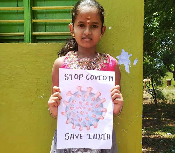 Kids awareness program on coronavirus in Tenkasi district