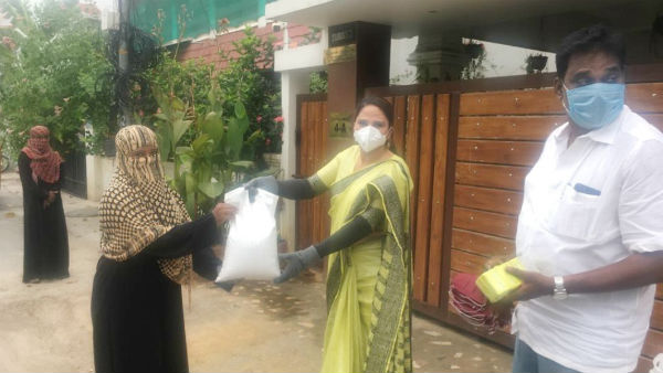 mahila congress national secretary haseena syed provide rice,vegtables to poors mahila congress national secretary haseena syed provide rice,vegtables to poors