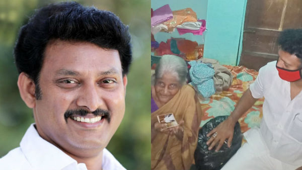 anbil mahesh who went to blind women home for give corona relief aid anbil mahesh who went to blind women home for give corona relief aid