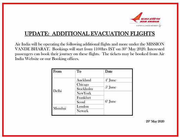 mission vande bharat update : additional evacuation flights, booking start from tomorrow mission vande bharat update : additional evacuation flights, booking start from tomorrow